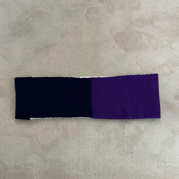 Navy Blue, Purple, and White Knit Infinity Scarf - Picture 3 of 5